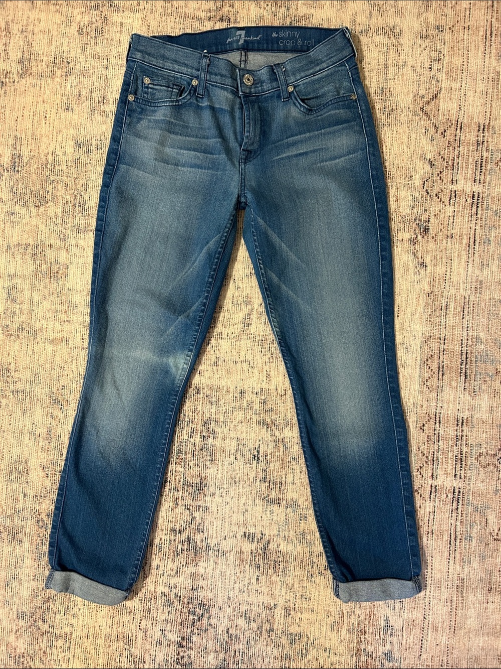 7 For All Mankind “the Skinny Crop & Roll” Jeans Size 27